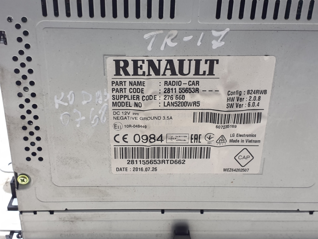 RENAULT Trafic 3 generation (2014-2023) Muzikos grotuvas su navigacija 281155653R 24851952