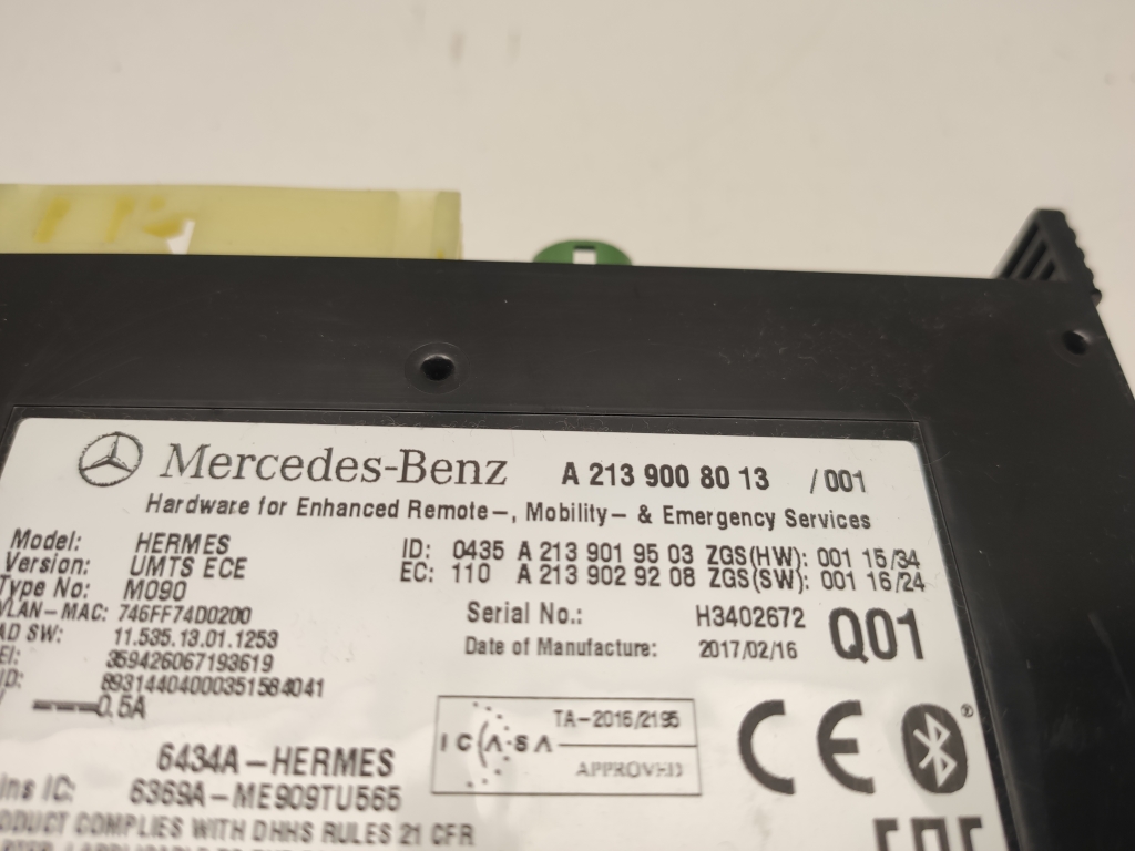 MERCEDES-BENZ C-Class W205/S205/C205 (2014-2023) Bluetooth valdymo blokas A2139008013, A2139019503, A2139029208 24869088