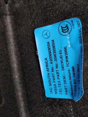 Mercedes Benz C-Class 205 (2014–2021) Trunk lid trim panel A2056908504 - 2