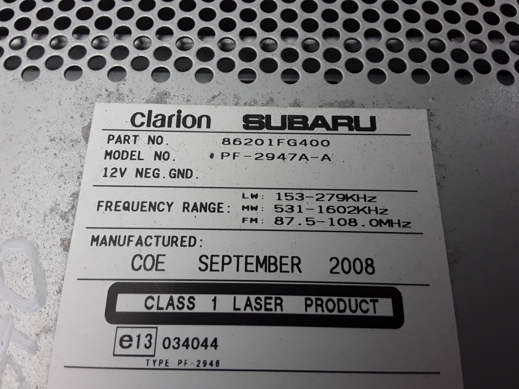 SUBARU Impreza 3 generation (2007-2014) Музикален плейър с GPS 86201FG400 25371033