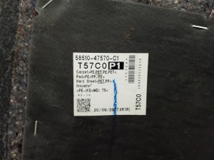 TOYOTA PRIUS Prime (2016–2022) Interior carpet 5851047570 - 3