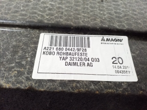 Mercedes Benz S-Class 221 (2005–2013) Pakiruumi vaip A2216800442 - 2