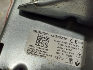 RENAULT Twingo III (2014–2026) Passenger dashboard airbag 985T03419R - 3