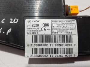 Mercedes Benz GLC-Class 253 (2015–2019) Priekšējā sēdekļa drošības spilvens A2138600502 - 2