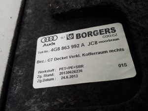 AUDI A7 (2010–2018) Other trunk interior part 4G8863992A - 2