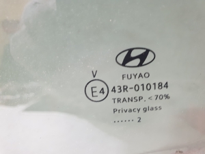 Hyundai Tucson (2015–2026) Aizmugurējo sānu durvju stikls 43R010184 - 2