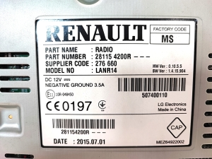 RENAULT Espace V (2014–2026) Audio, Video, Navigation 281154200R - 2