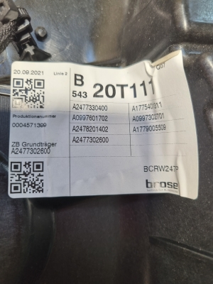Mercedes Benz B-Class 247 (2018–2026) Aizmugurējo durvju logu pacēlājs A2477302600 - 4