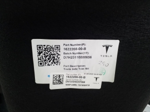 Tesla Model Y Y (2020–2026) Trunk side trim panel 162220800B - 2