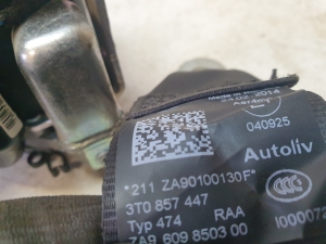 Skoda Superb (2008–2015) Tagumine turvavöö 3T0857447 - 3
