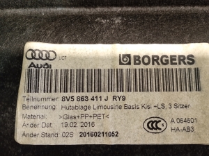 AUDI A3 8V (2012–2020) Hutablage 8V5863411J - 4