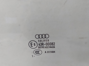AUDI A7 (2010–2018) Aizmugurējo sānu durvju stikls 43R00082 - 3