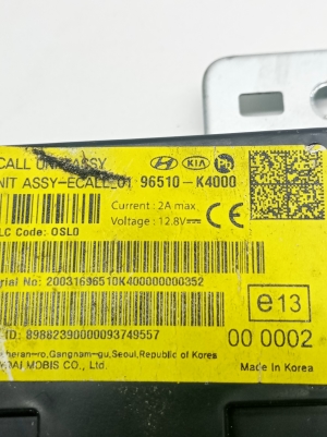 Hyundai Kona (2017–2023) Control unit 96510K4000 - 2