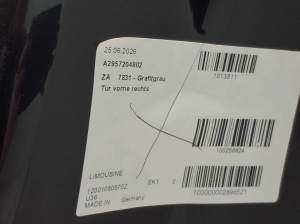 Mercedes Benz EQE V295 (2022–2026) Priekšējās durvis A2957204802 - 5