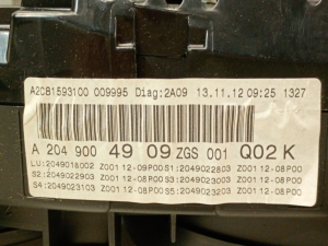 Mercedes Benz C-Class 204 (2007–2014) Näidikuplokk a2049004909 - 2